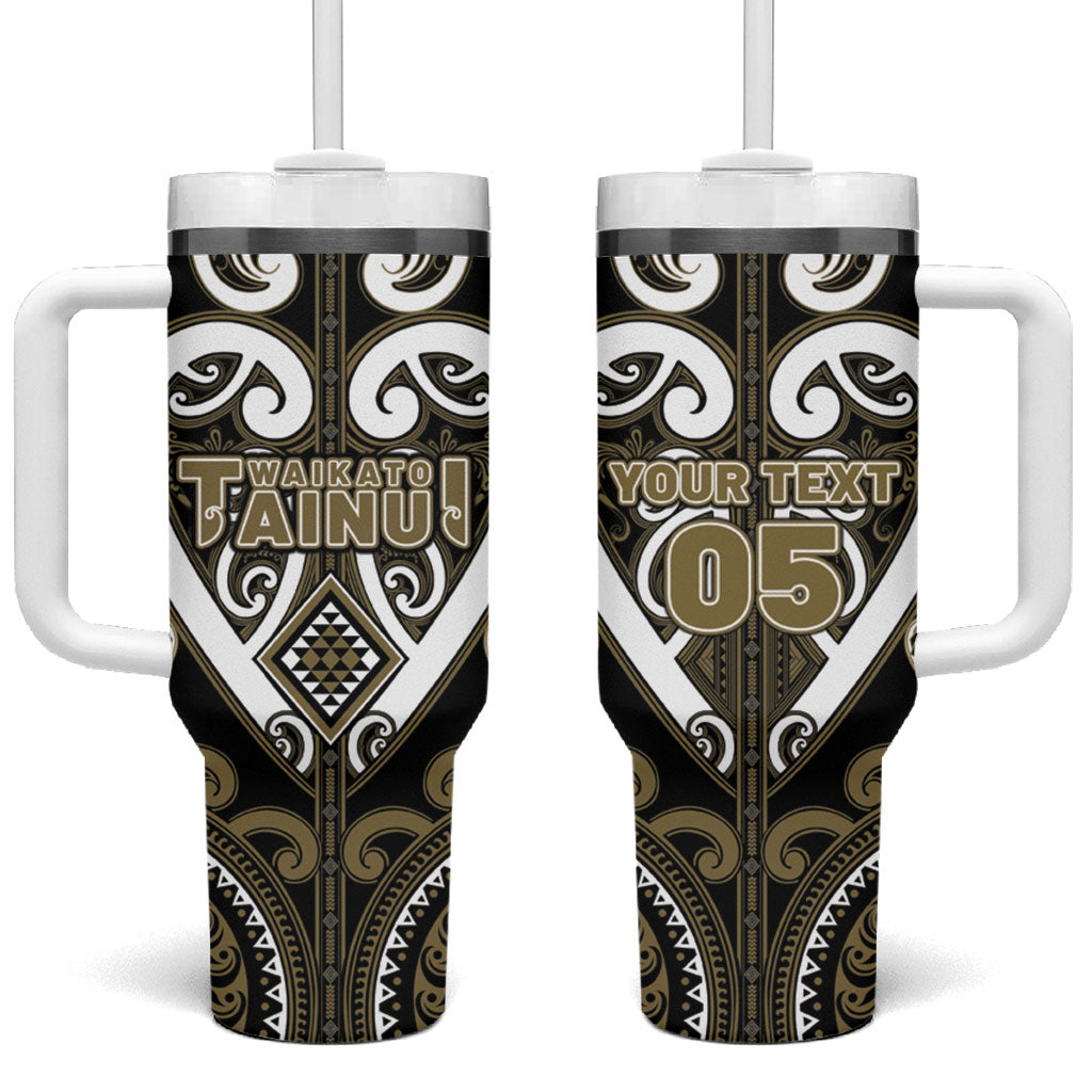 Custom Aotearoa Waikato Tainui Tumbler With Handle Maori Tribal Pattern LT05 One Size: 40 oz Dark Yellow - Polynesian Pride