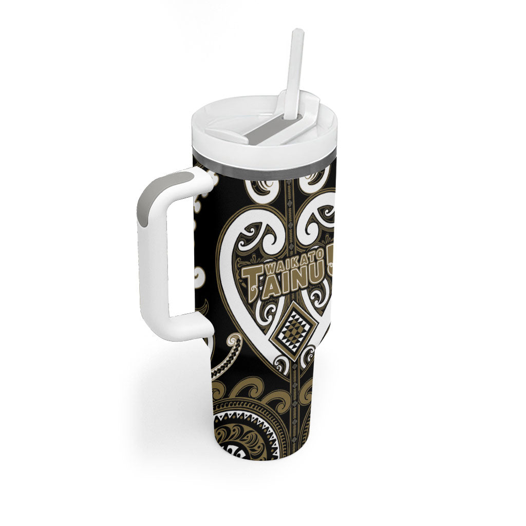 Custom Aotearoa Waikato Tainui Tumbler With Handle Maori Tribal Pattern