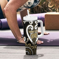 Custom Aotearoa Waikato Tainui Tumbler With Handle Maori Tribal Pattern