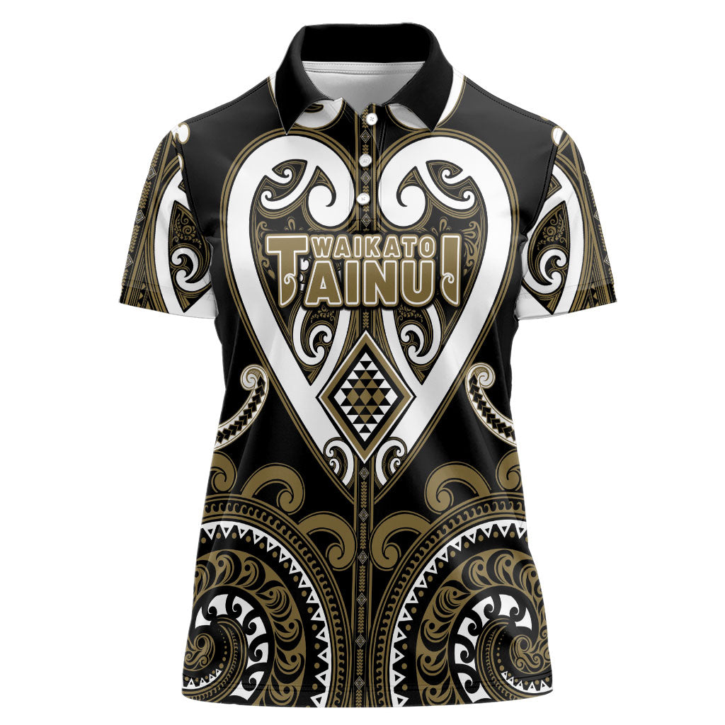 Custom Aotearoa Waikato Tainui Women Polo Shirt Maori Tribal Pattern LT05 Female Dark Yellow - Polynesian Pride