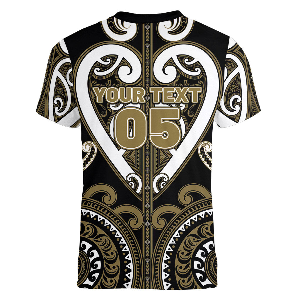 Custom Aotearoa Waikato Tainui Women V-Neck T-Shirt Maori Tribal Pattern
