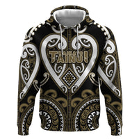 Custom Aotearoa Waikato Tainui Zip Hoodie Maori Tribal Pattern