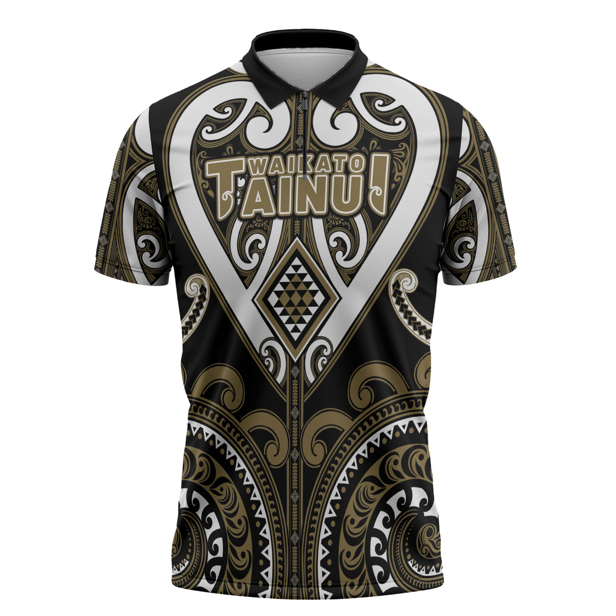 Custom Aotearoa Waikato Tainui Zipper Polo Shirt Maori Tribal Pattern