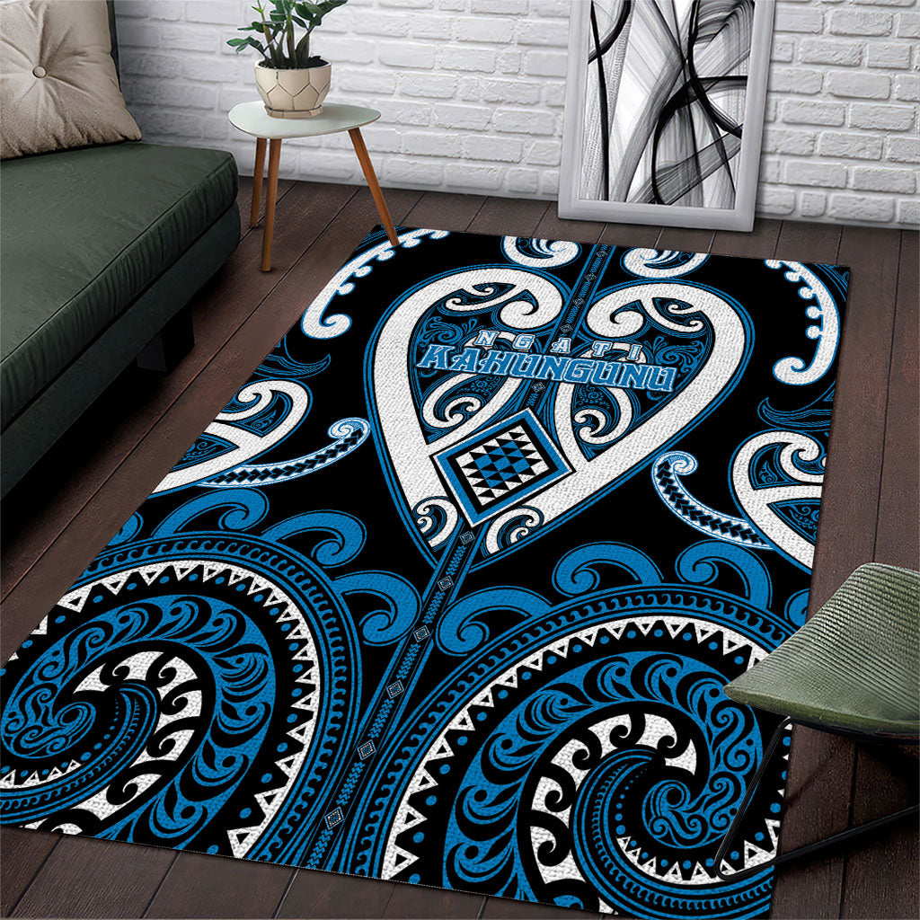 Aotearoa Ngati Kahungunu Area Rug Maori Tribal Pattern LT05 Blue - Polynesian Pride
