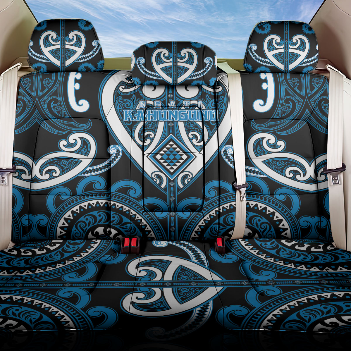 Aotearoa Ngati Kahungunu Back Car Seat Cover Maori Tribal Pattern LT05 One Size Blue - Polynesian Pride