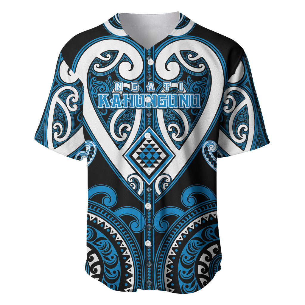 Custom Aotearoa Ngati Kahungunu Baseball Jersey Maori Tribal Pattern LT05 Blue - Polynesian Pride