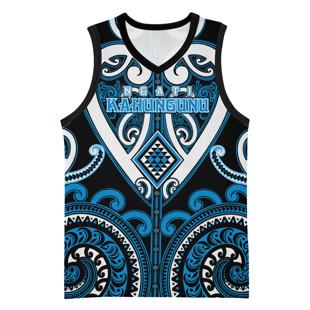 Custom Aotearoa Ngati Kahungunu Basketball Jersey Maori Tribal Pattern LT05 Unisex Blue - Polynesian Pride