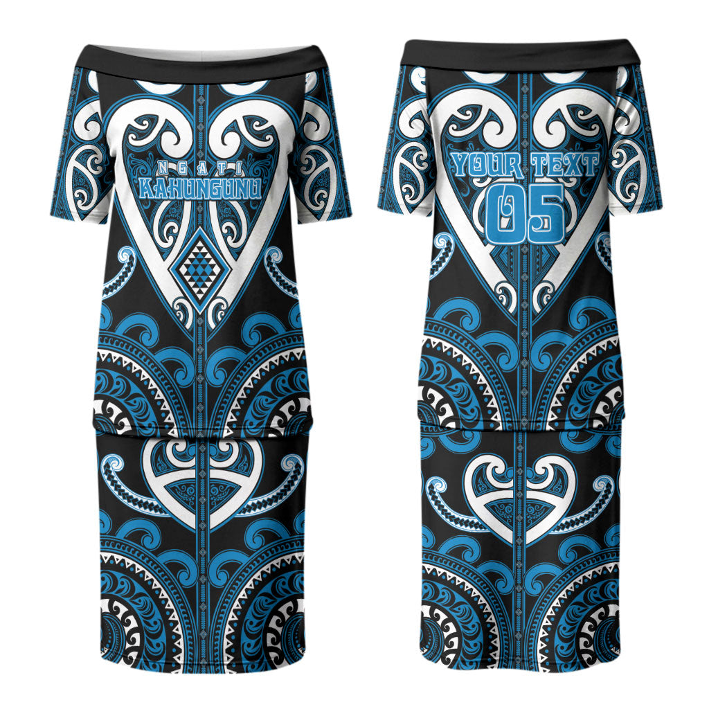 Custom Aotearoa Ngati Kahungunu Couples Matching Puletasi and Hawaiian Shirt Maori Tribal Pattern