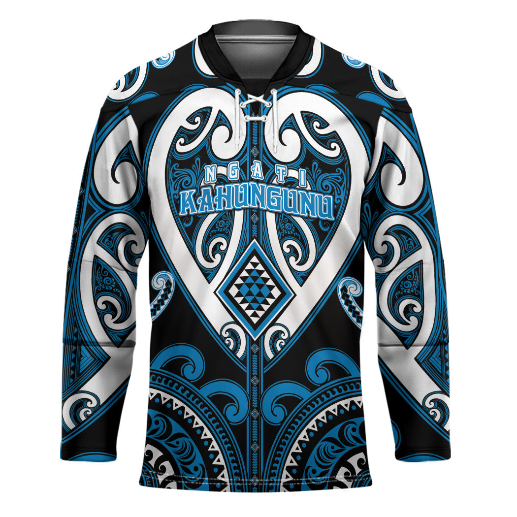 Custom Aotearoa Ngati Kahungunu Hockey Jersey Maori Tribal Pattern LT05 Unisex Blue - Polynesian Pride