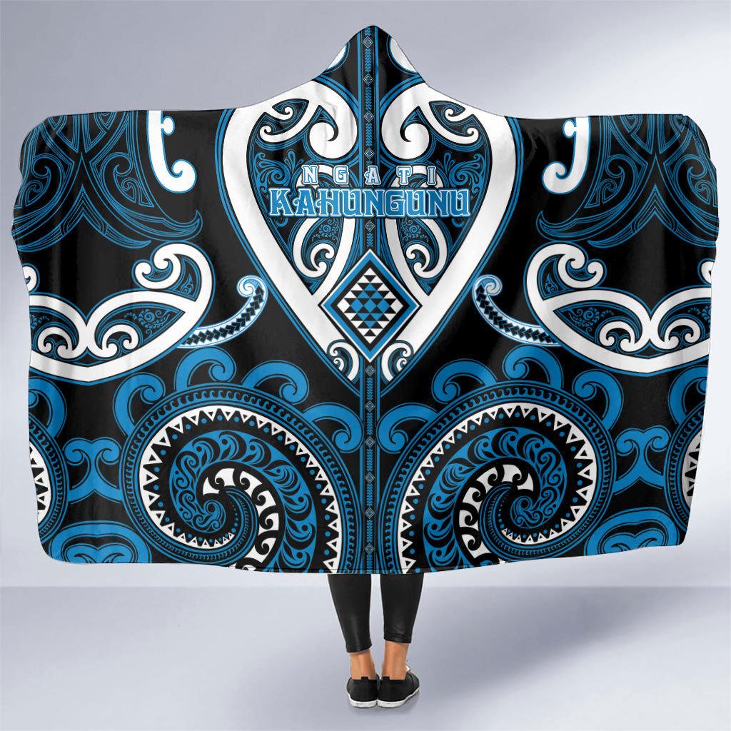Aotearoa Ngati Kahungunu Hooded Blanket Maori Tribal Pattern LT05 One Size Blue - Polynesian Pride