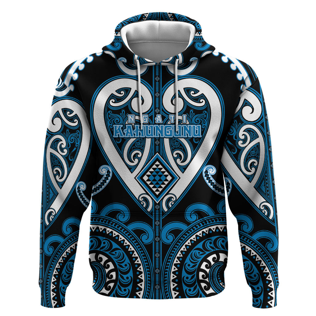 Custom Aotearoa Ngati Kahungunu Hoodie Maori Tribal Pattern LT05 Pullover Hoodie Blue - Polynesian Pride