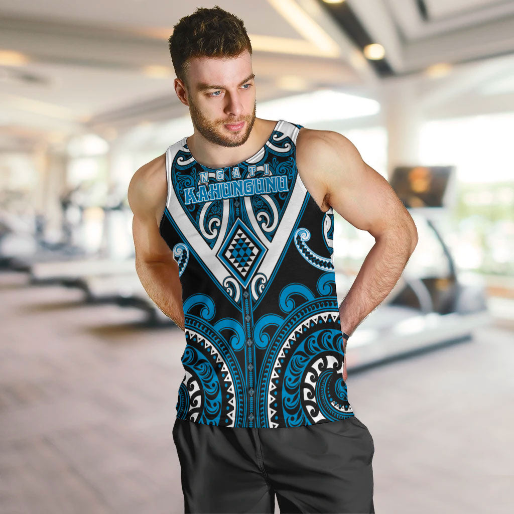 Custom Aotearoa Ngati Kahungunu Men Tank Top Maori Tribal Pattern LT05 Blue - Polynesian Pride