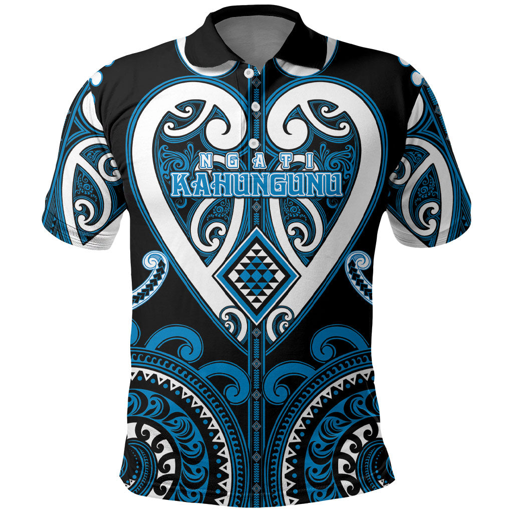 Custom Aotearoa Ngati Kahungunu Polo Shirt Maori Tribal Pattern LT05 Blue - Polynesian Pride