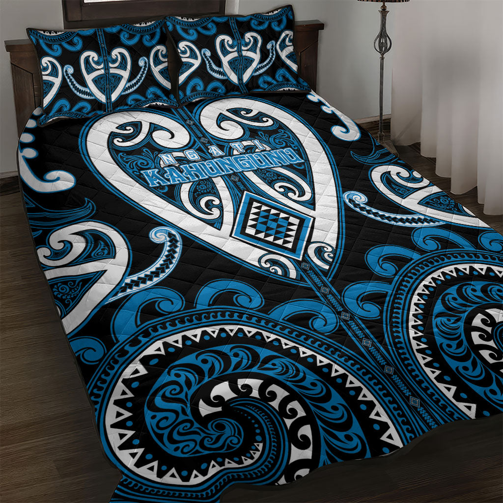 Aotearoa Ngati Kahungunu Quilt Bed Set Maori Tribal Pattern LT05 Blue - Polynesian Pride