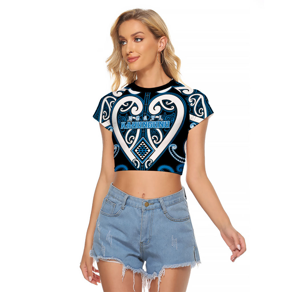 Custom Aotearoa Ngati Kahungunu Raglan Cropped T Shirt Maori Tribal Pattern