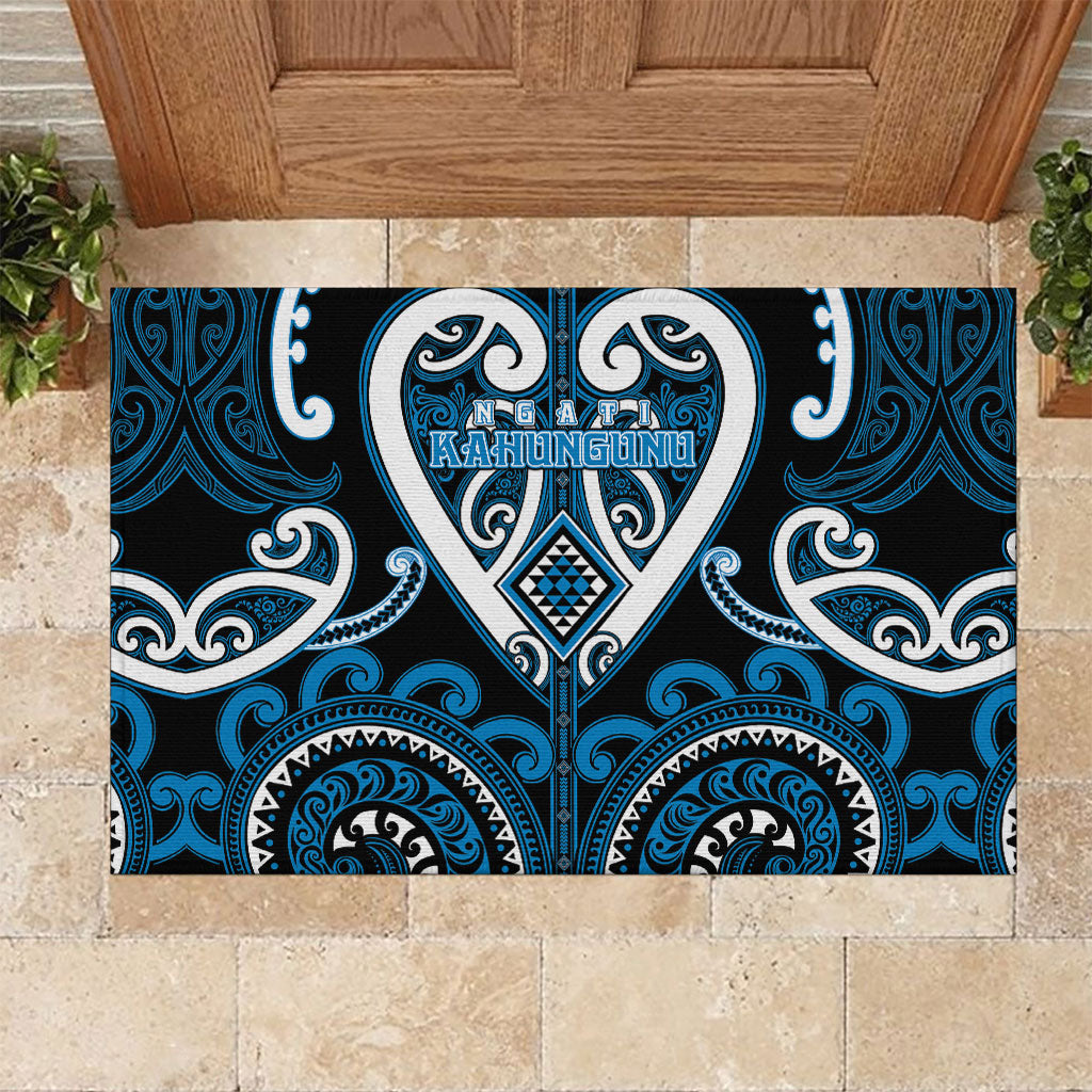 Aotearoa Ngati Kahungunu Rubber Doormat Maori Tribal Pattern LT05 Blue - Polynesian Pride