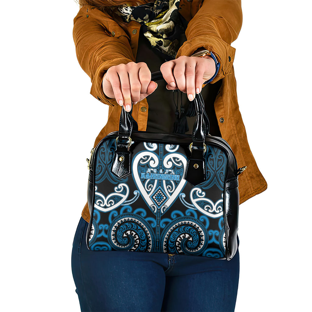 Aotearoa Ngati Kahungunu Shoulder Handbag Maori Tribal Pattern LT05 One Size Blue - Polynesian Pride
