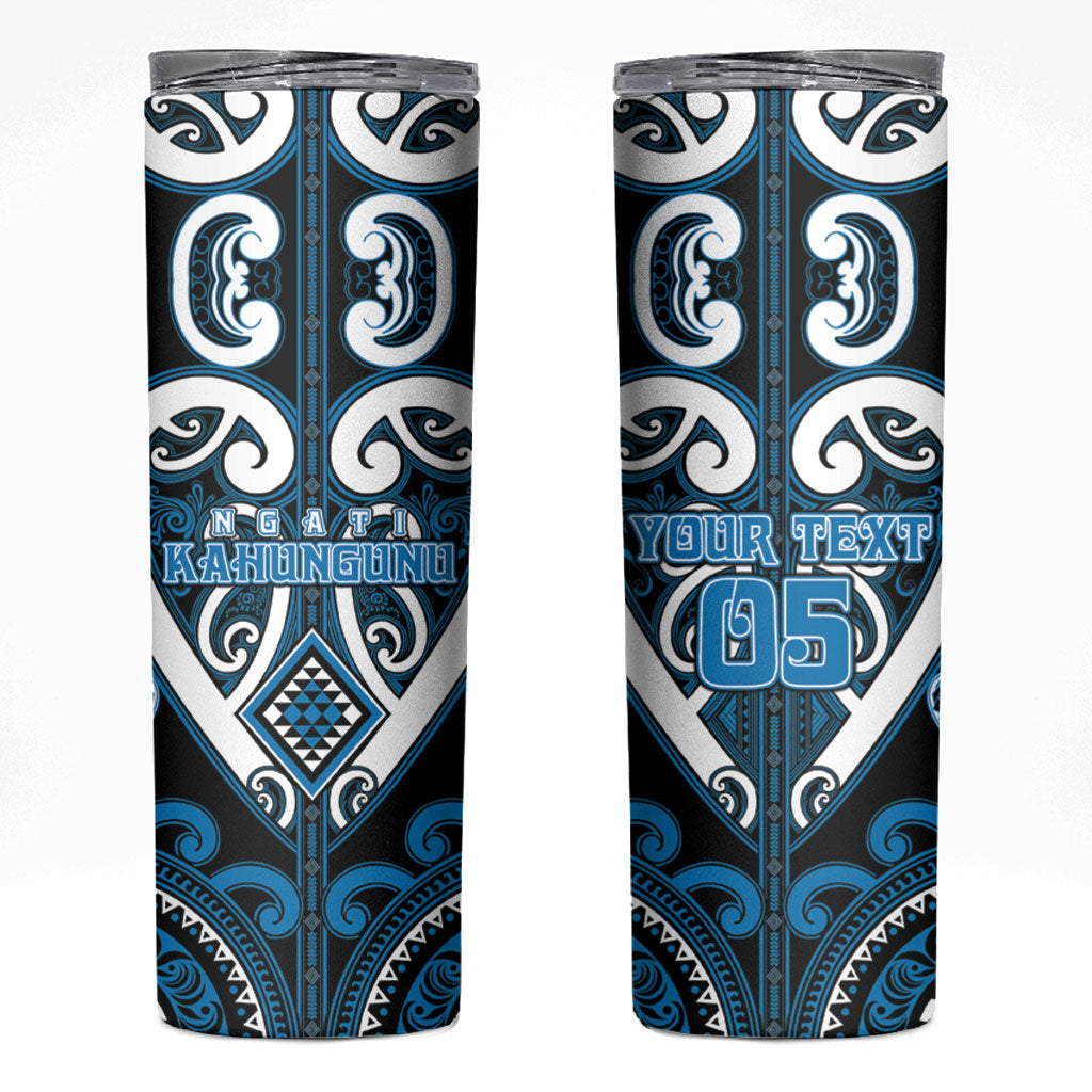 Custom Aotearoa Ngati Kahungunu Skinny Tumbler Maori Tribal Pattern LT05 Blue - Polynesian Pride