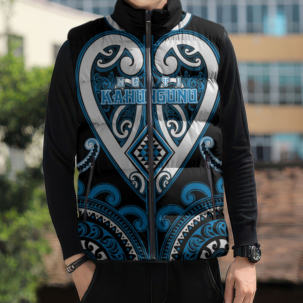 Custom Aotearoa Ngati Kahungunu Sleeveless Puffer Jacket Maori Tribal Pattern