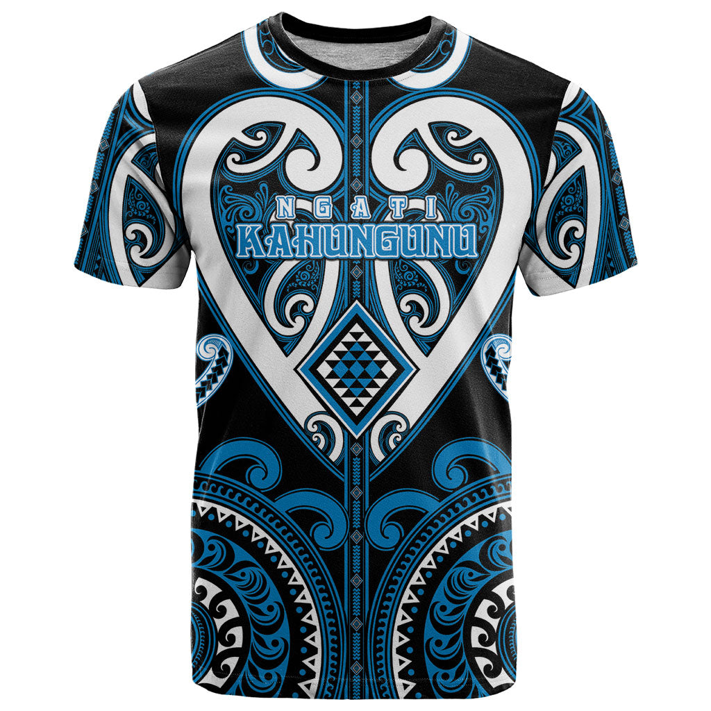 Custom Aotearoa Ngati Kahungunu T Shirt Maori Tribal Pattern LT05 Blue - Polynesian Pride