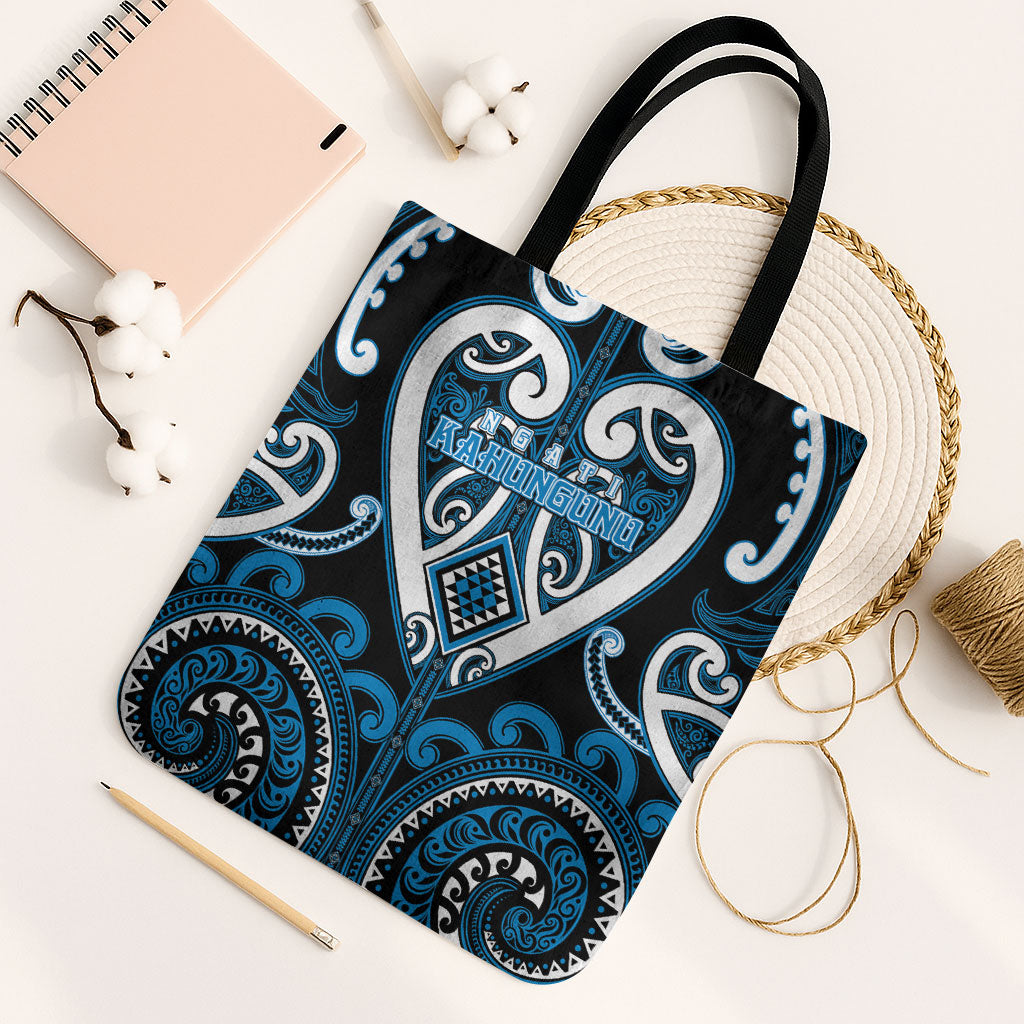 Aotearoa Ngati Kahungunu Tote Bag Maori Tribal Pattern LT05 Black Strap One Size Blue - Polynesian Pride