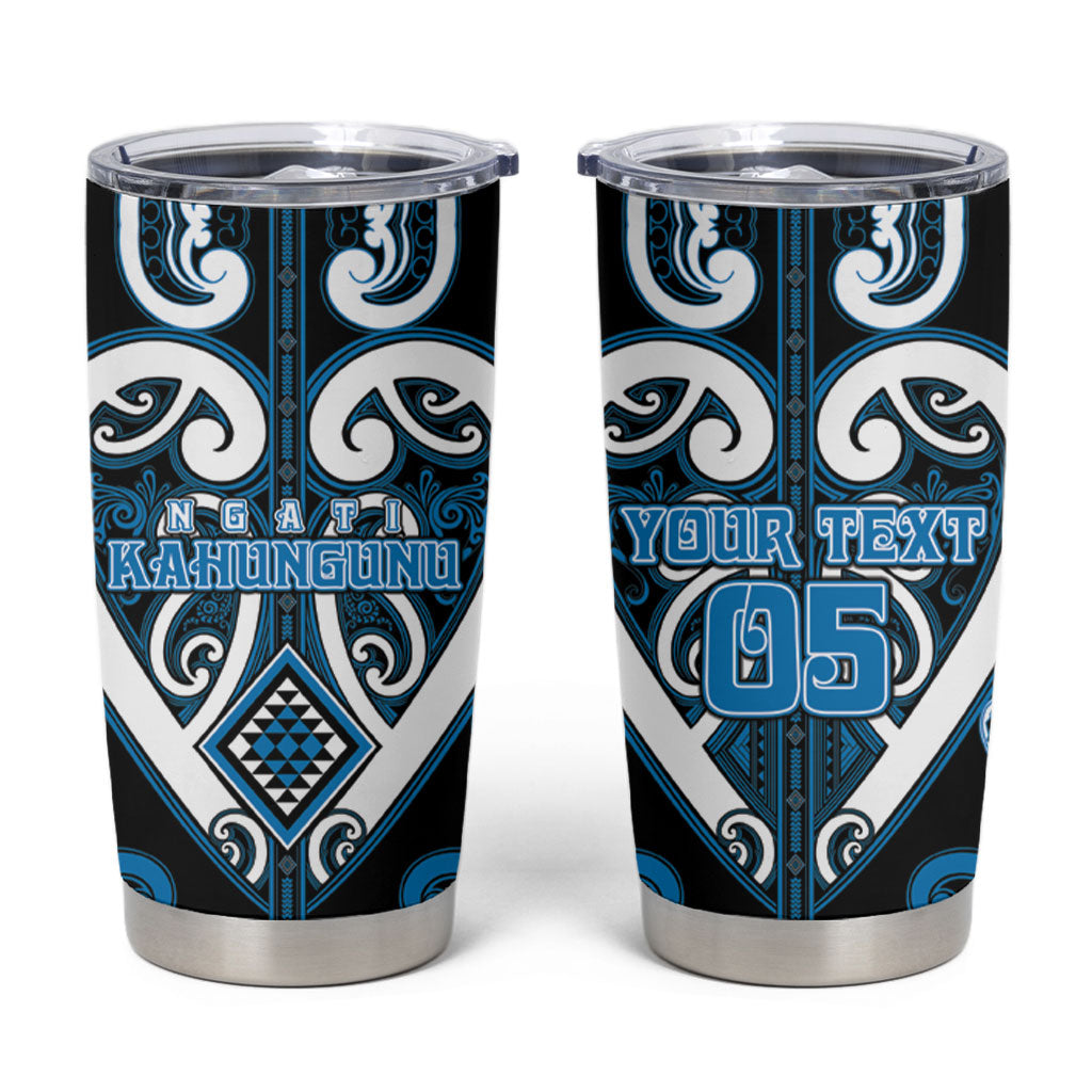 Custom Aotearoa Ngati Kahungunu Tumbler Cup Maori Tribal Pattern LT05 Blue - Polynesian Pride