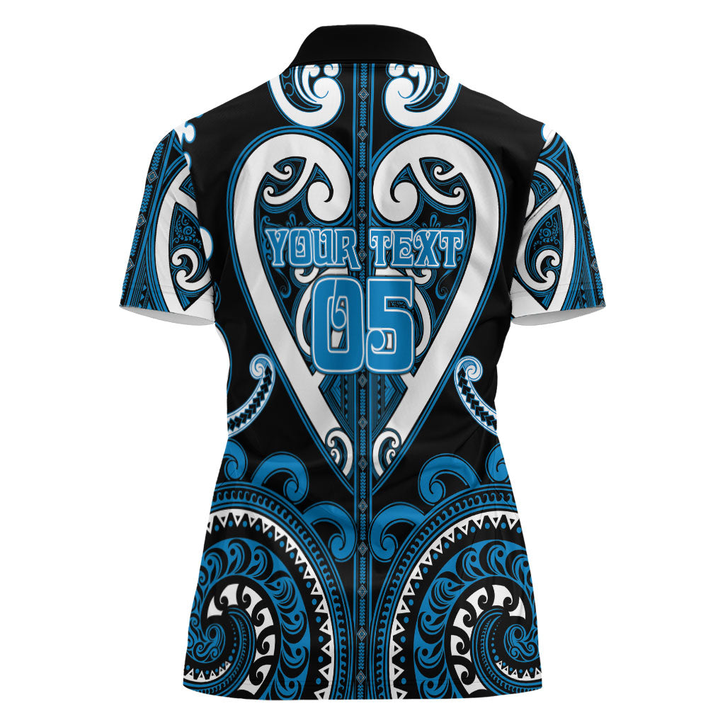 Custom Aotearoa Ngati Kahungunu Women Polo Shirt Maori Tribal Pattern