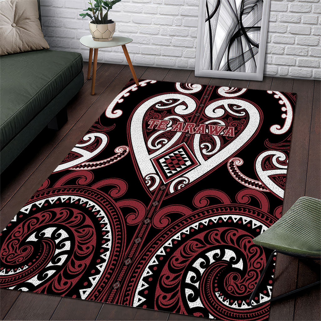 Aotearoa Te Arawa Area Rug Maori Tribal Pattern LT05 Red - Polynesian Pride