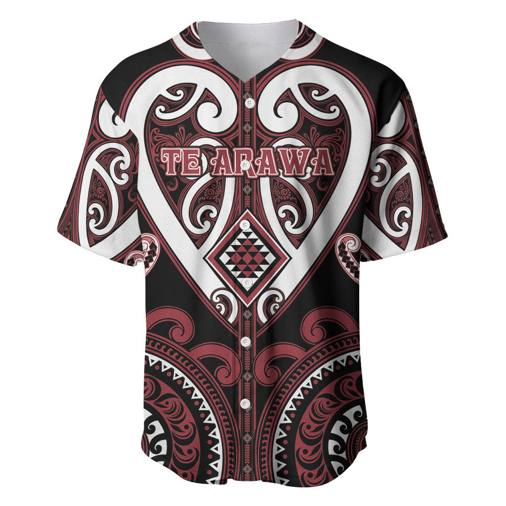 Custom Aotearoa Te Arawa Baseball Jersey Maori Tribal Pattern LT05 Red - Polynesian Pride