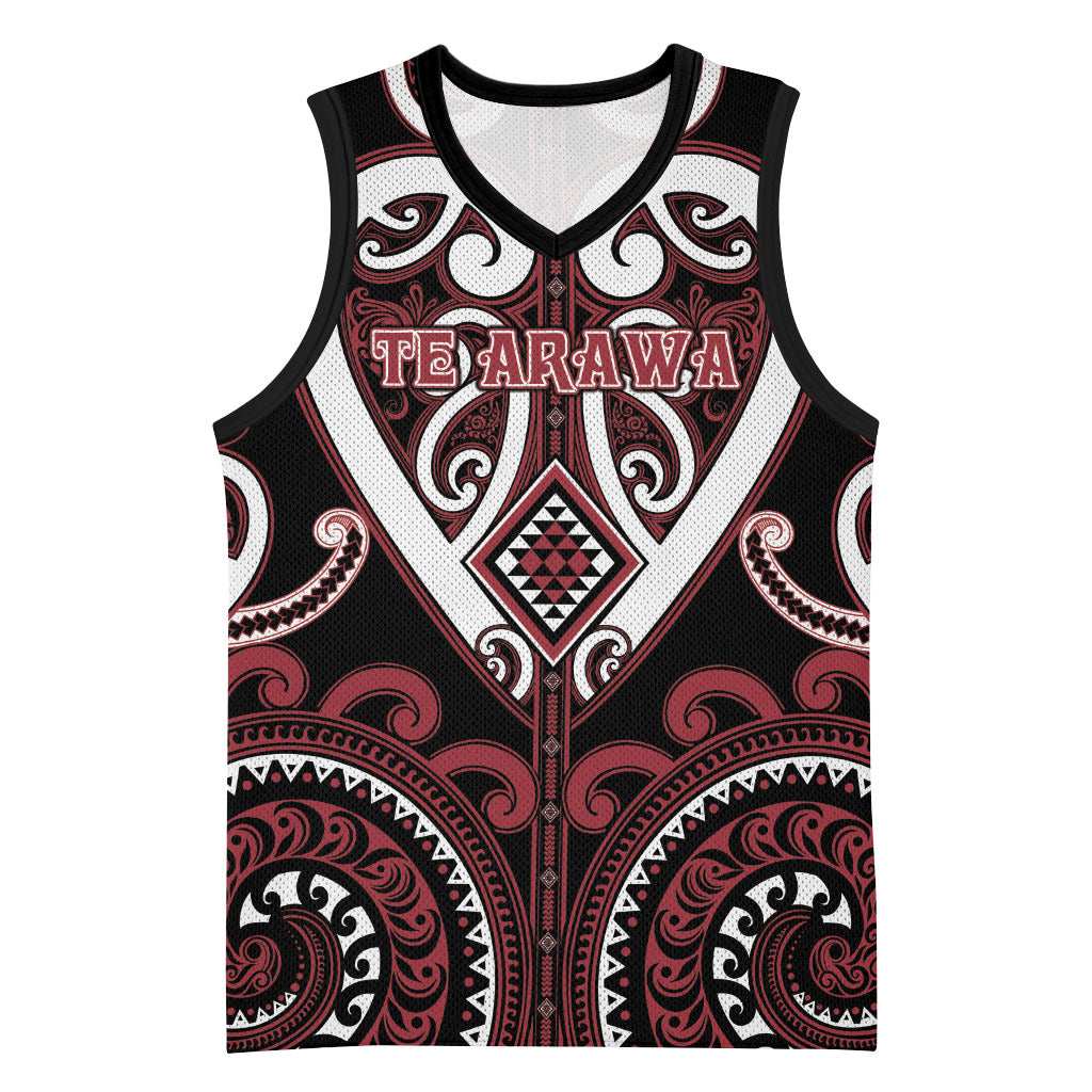 Custom Aotearoa Te Arawa Basketball Jersey Maori Tribal Pattern LT05 Unisex Red - Polynesian Pride