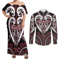 Custom Aotearoa Te Arawa Couples Matching Off Shoulder Maxi Dress and Long Sleeve Button Shirt Maori Tribal Pattern