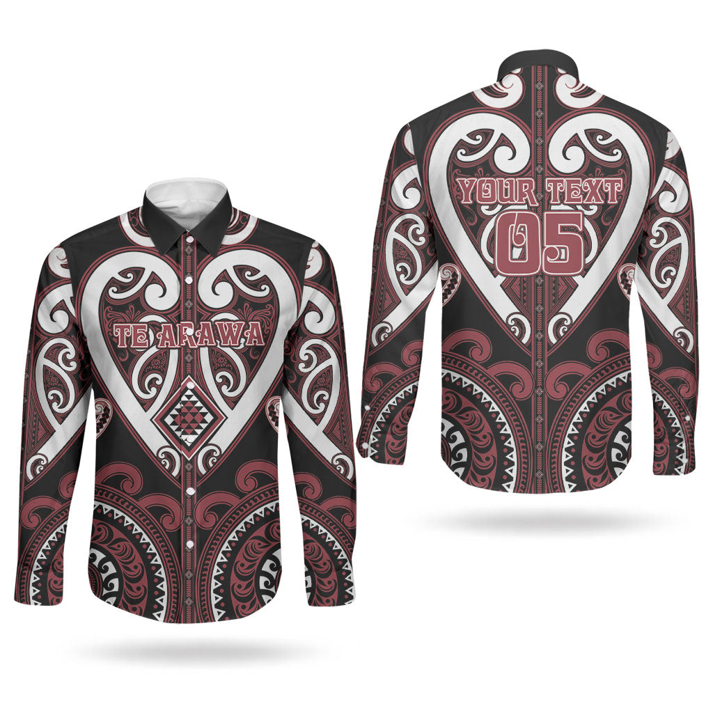 Custom Aotearoa Te Arawa Couples Matching Puletasi and Long Sleeve Button Shirt Maori Tribal Pattern
