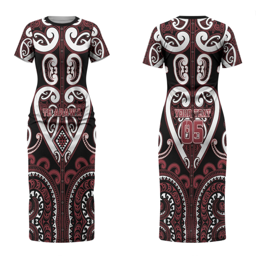 Custom Aotearoa Te Arawa Couples Matching Short Sleeve Bodycon Dress and Long Sleeve Button Shirt Maori Tribal Pattern