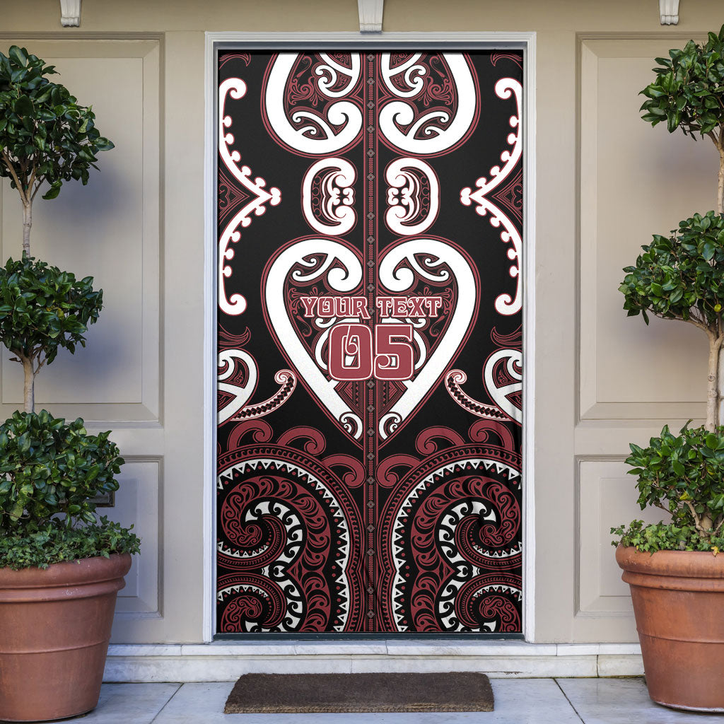 Custom Aotearoa Te Arawa Door Cover Maori Tribal Pattern LT05 Red - Polynesian Pride