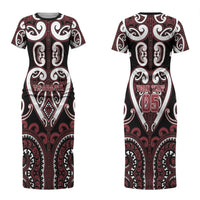 Custom Aotearoa Te Arawa Family Matching Short Sleeve Bodycon Dress and Hawaiian Shirt Maori Tribal Pattern