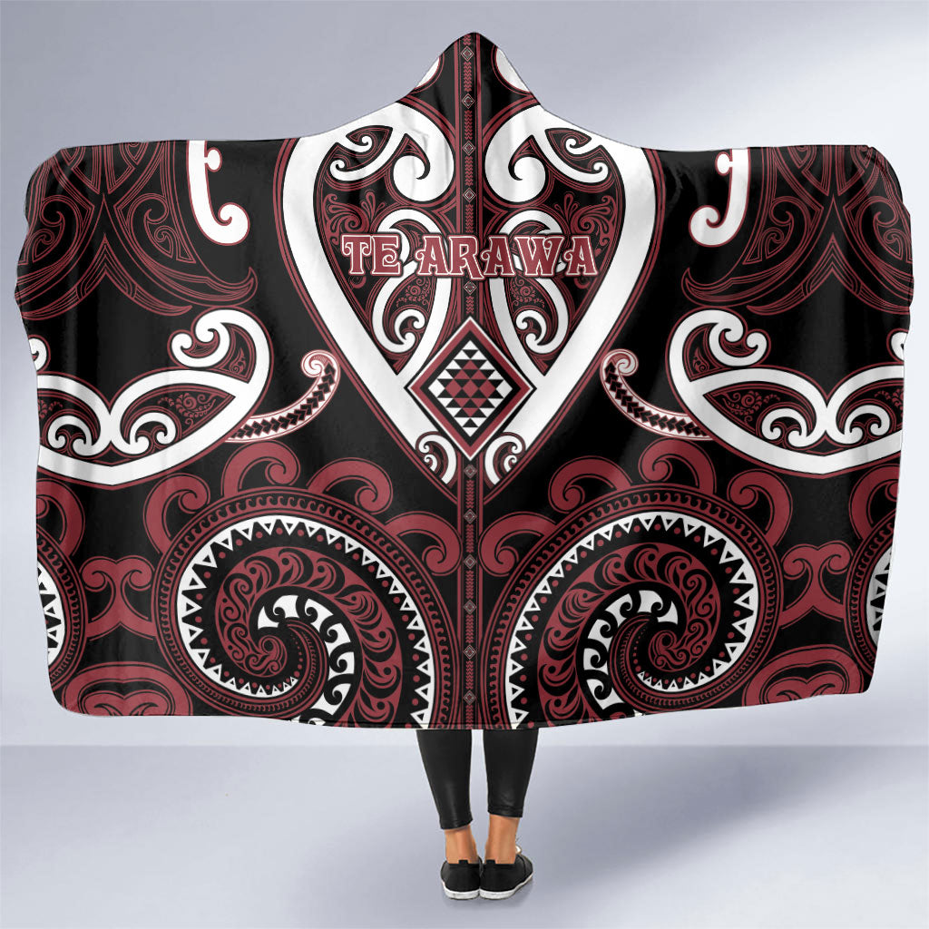 Aotearoa Te Arawa Hooded Blanket Maori Tribal Pattern LT05 One Size Red - Polynesian Pride