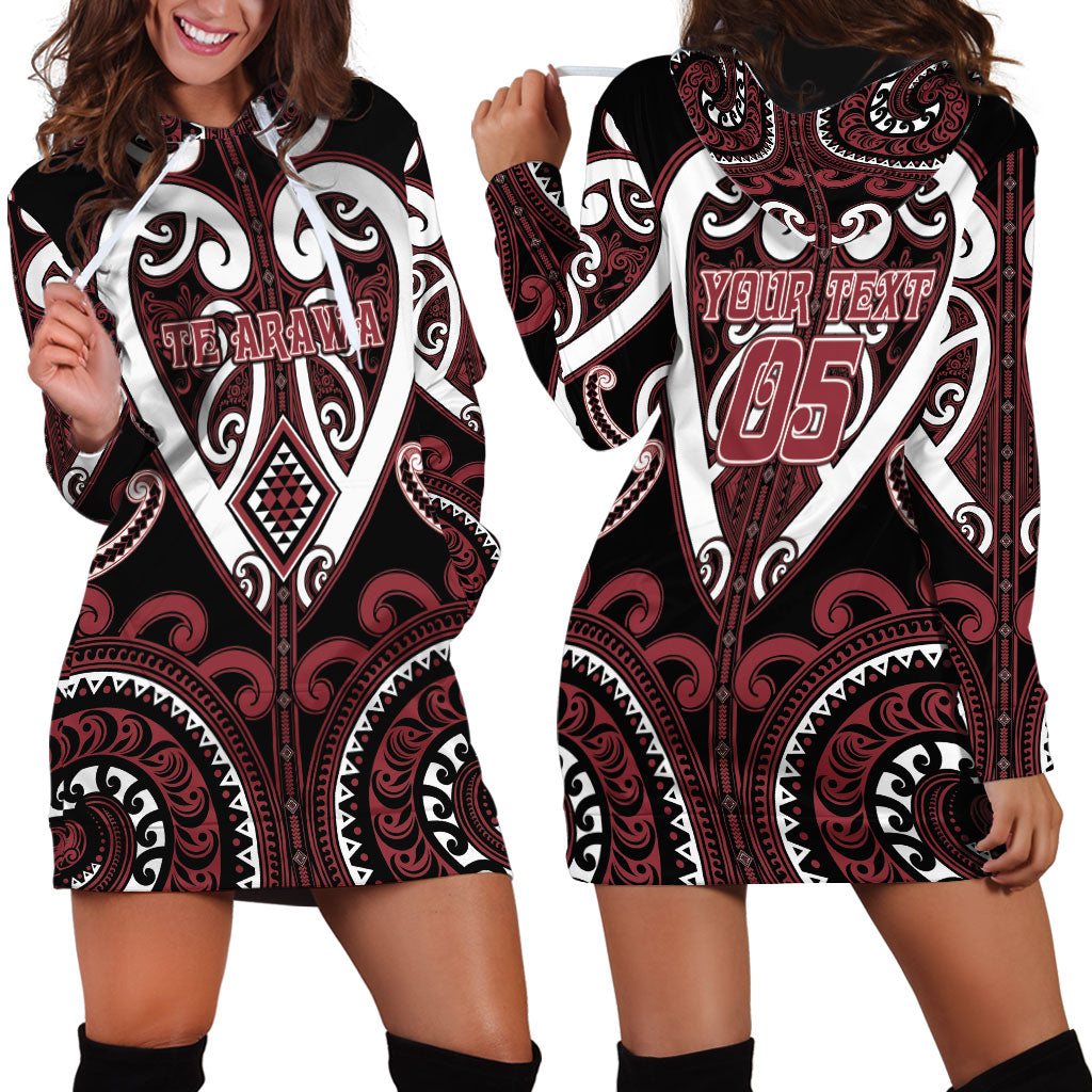 Custom Aotearoa Te Arawa Hoodie Dress Maori Tribal Pattern