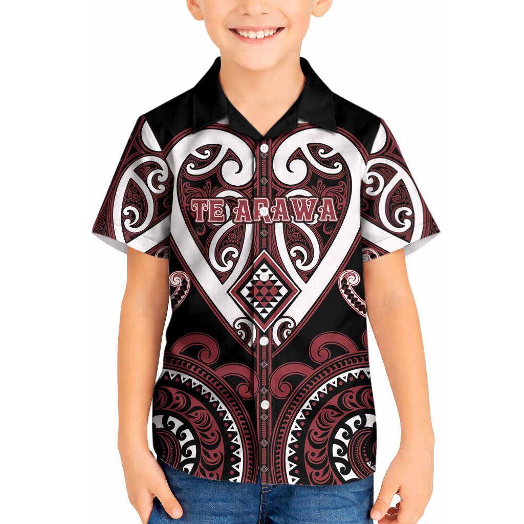 Custom Aotearoa Te Arawa Kid Hawaiian Shirt Maori Tribal Pattern LT05 Kid Red - Polynesian Pride
