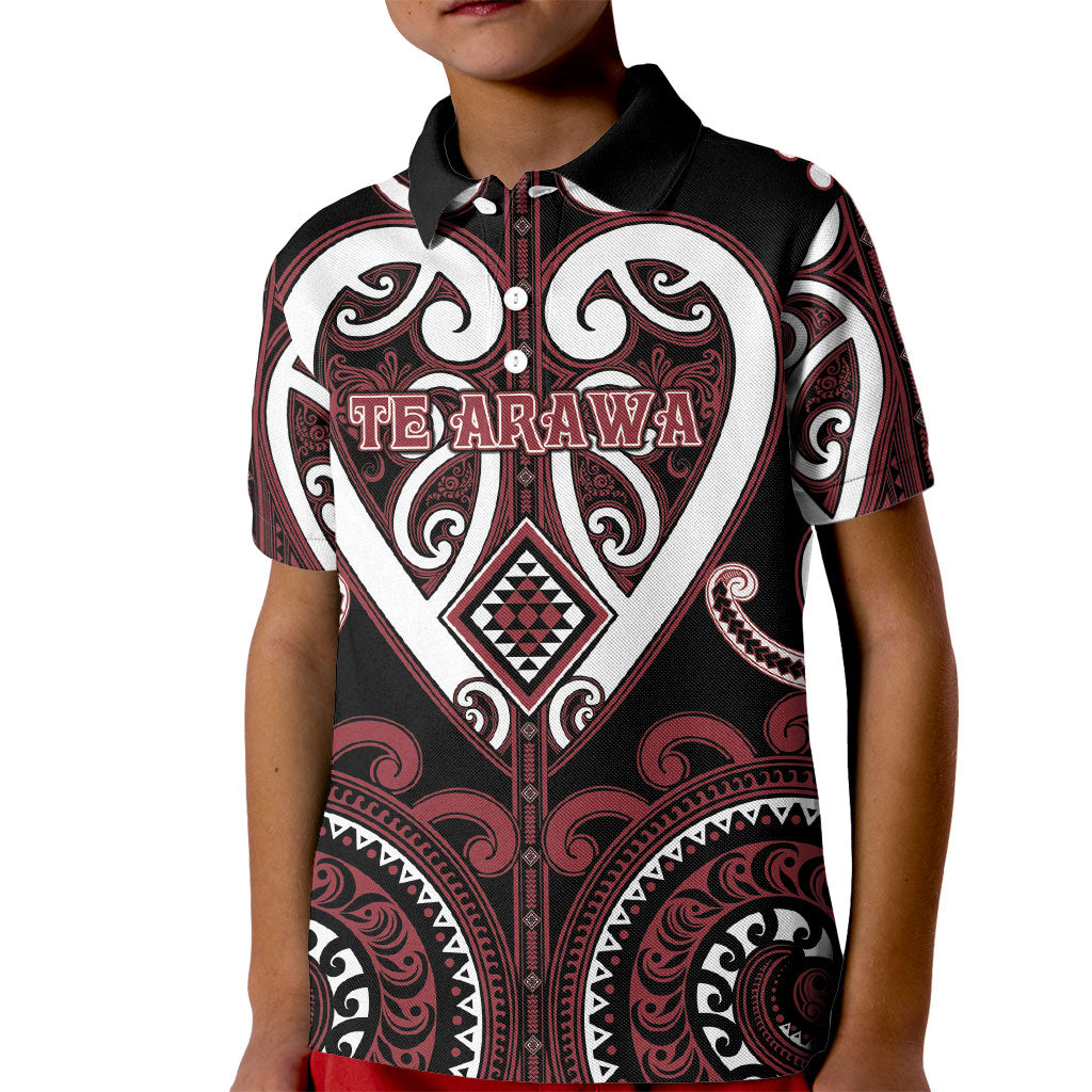Custom Aotearoa Te Arawa Kid Polo Shirt Maori Tribal Pattern LT05 Kid Red - Polynesian Pride