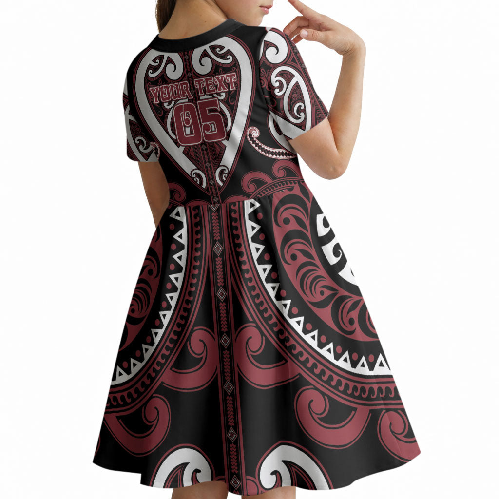 Custom Aotearoa Te Arawa Kid Short Sleeve Dress Maori Tribal Pattern
