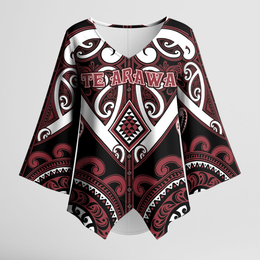 Custom Aotearoa Te Arawa Kimono Sleeve Blouse Maori Tribal Pattern LT05 Female Red - Polynesian Pride