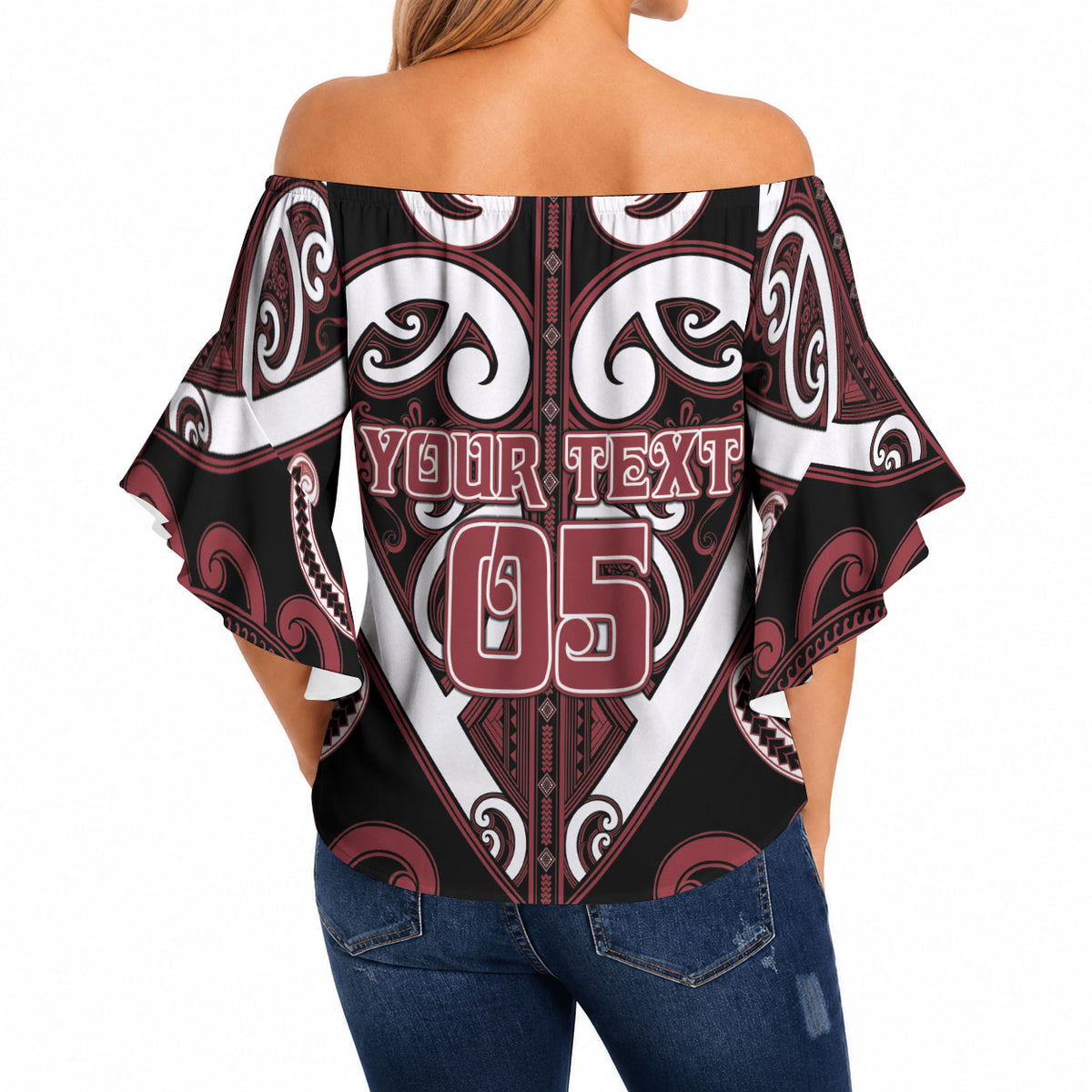 Custom Aotearoa Te Arawa Off Shoulder Wrap Waist Top Maori Tribal Pattern LT05 - Polynesian Pride