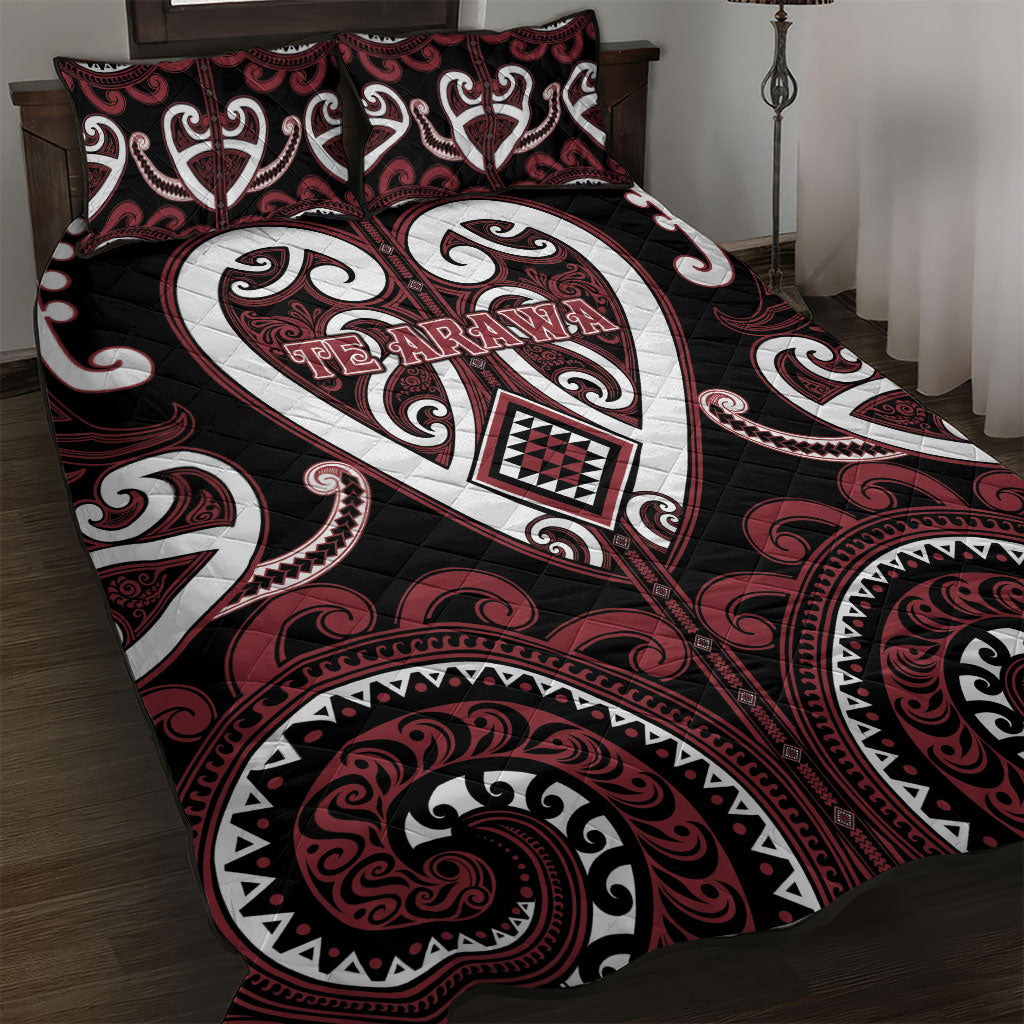 Aotearoa Te Arawa Quilt Bed Set Maori Tribal Pattern LT05 Red - Polynesian Pride