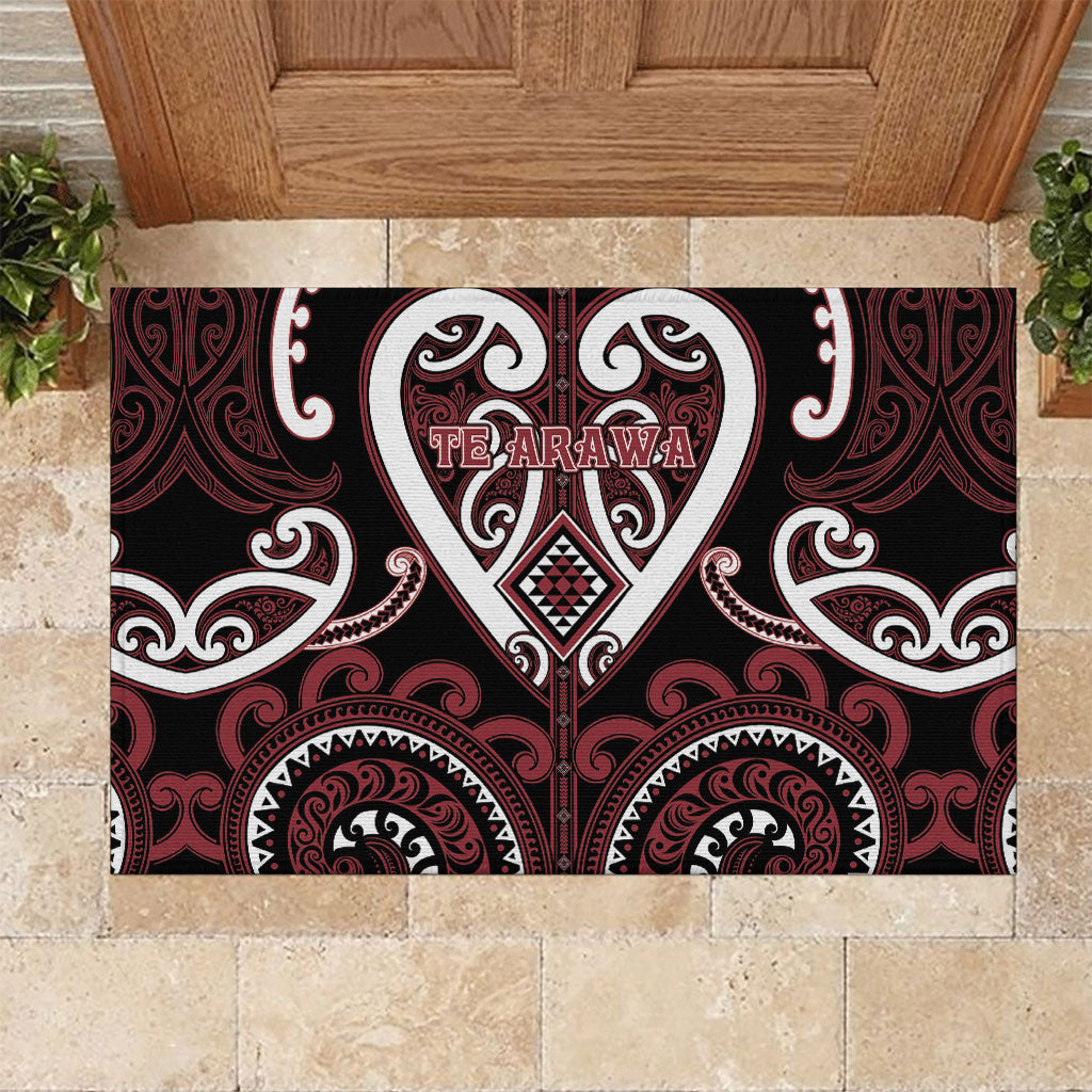 Aotearoa Te Arawa Rubber Doormat Maori Tribal Pattern LT05 Red - Polynesian Pride