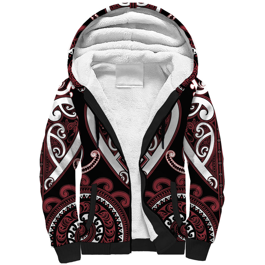 Custom Aotearoa Te Arawa Sherpa Hoodie Maori Tribal Pattern LT05 Unisex Red - Polynesian Pride