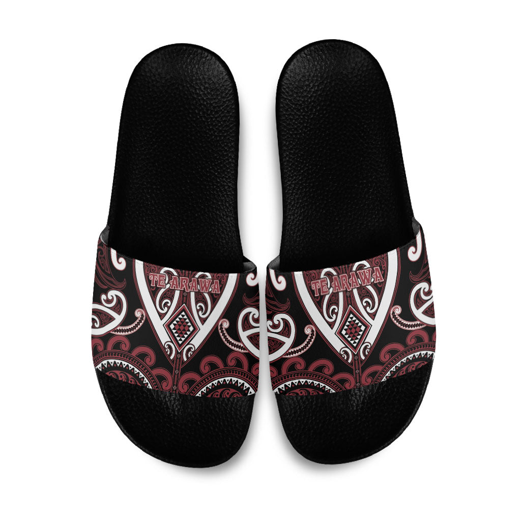 Aotearoa Te Arawa Slide Sandals Maori Tribal Pattern LT05 Red - Polynesian Pride