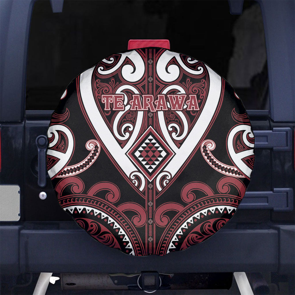 Aotearoa Te Arawa Spare Tire Cover Maori Tribal Pattern LT05 No hole Red - Polynesian Pride