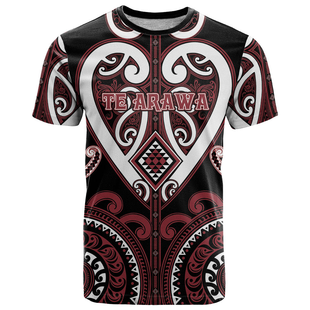Custom Aotearoa Te Arawa T Shirt Maori Tribal Pattern LT05 Red - Polynesian Pride