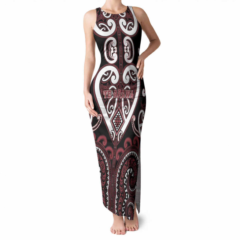 Custom Aotearoa Te Arawa Tank Maxi Dress Maori Tribal Pattern LT05 Women Red - Polynesian Pride