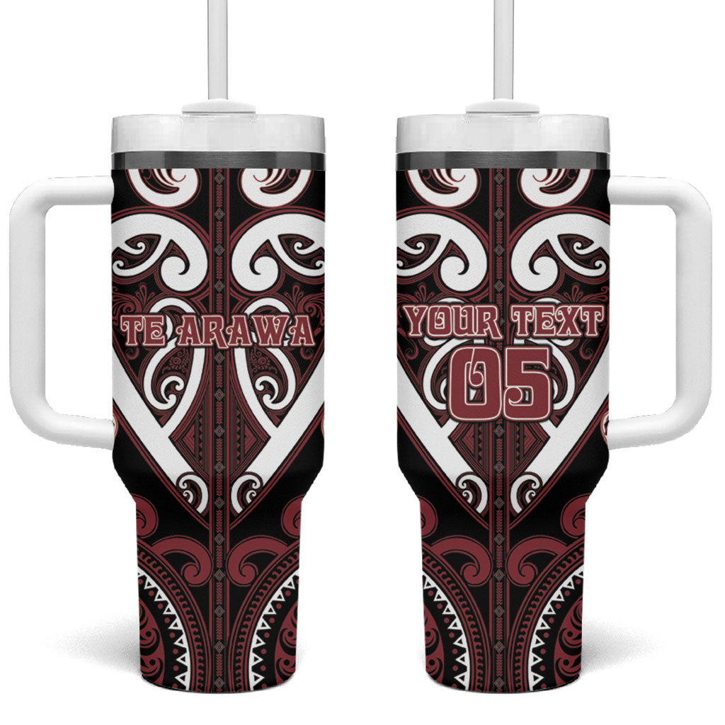 Custom Aotearoa Te Arawa Tumbler With Handle Maori Tribal Pattern LT05 One Size: 40 oz Red - Polynesian Pride